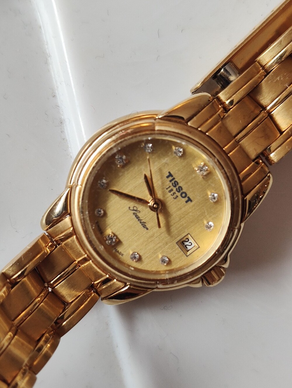 Tissot Gold-Tone Ladies Bracelet Watch with Crystal Markers - Picture 7 of 9